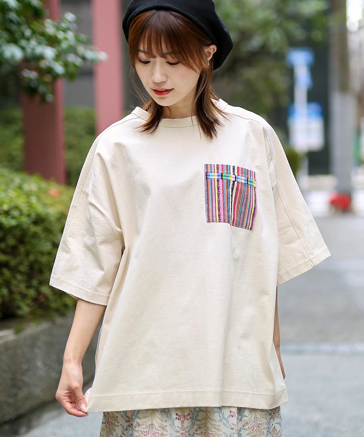 チチカカ |ジャカードポケットコルテ刺繍Tシャツ