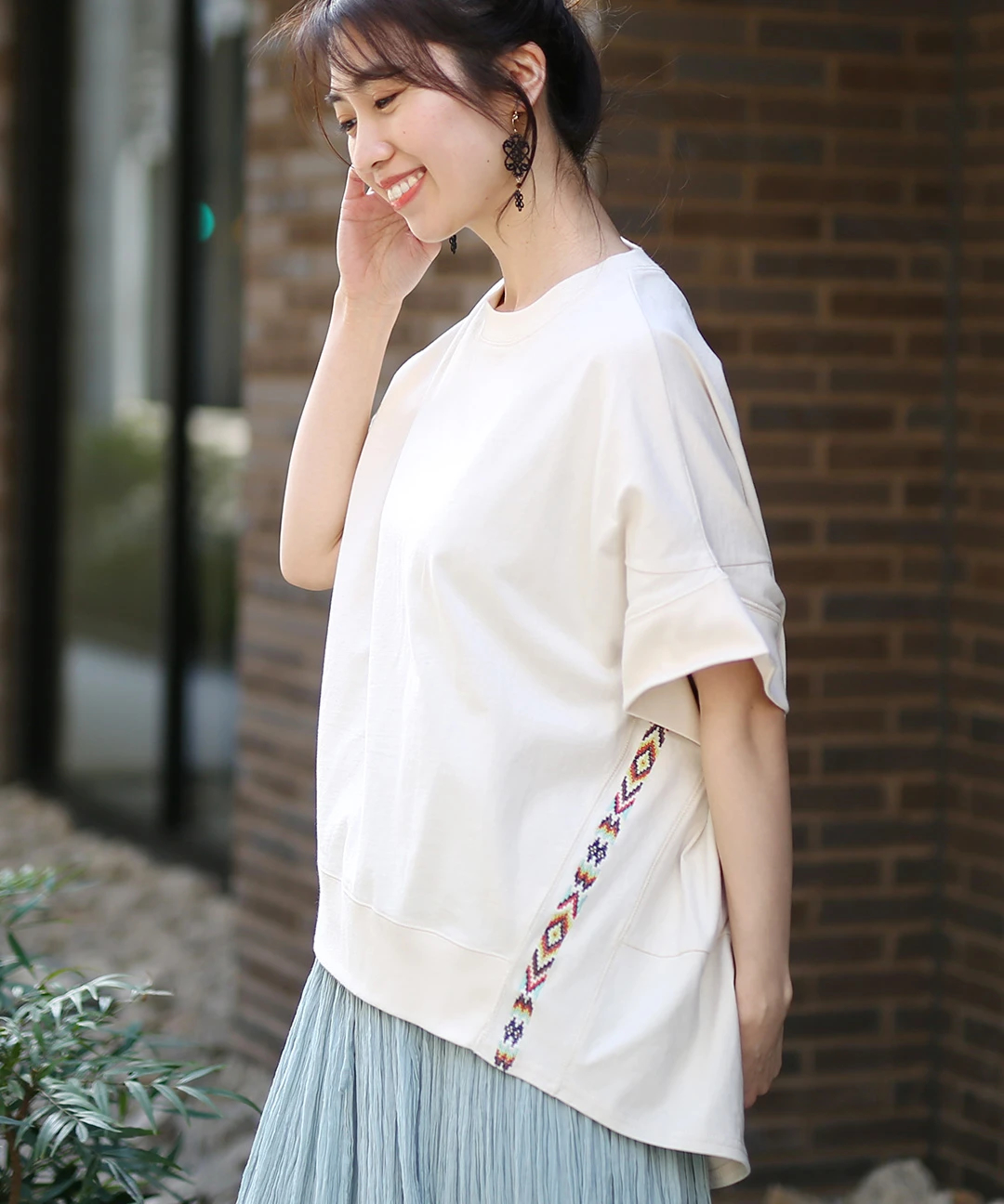キカサイドライン刺繍プルオーバー / Tシャツ・カットソー