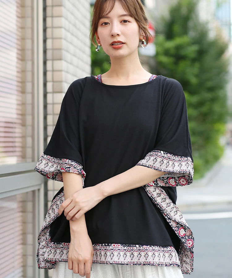 チチカカ |柄切替えスクエアポンチョプルオーバー