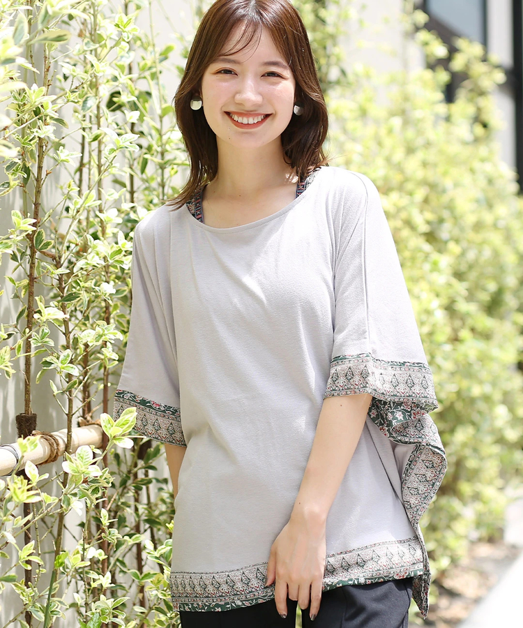 チチカカ |柄切替えスクエアポンチョプルオーバー