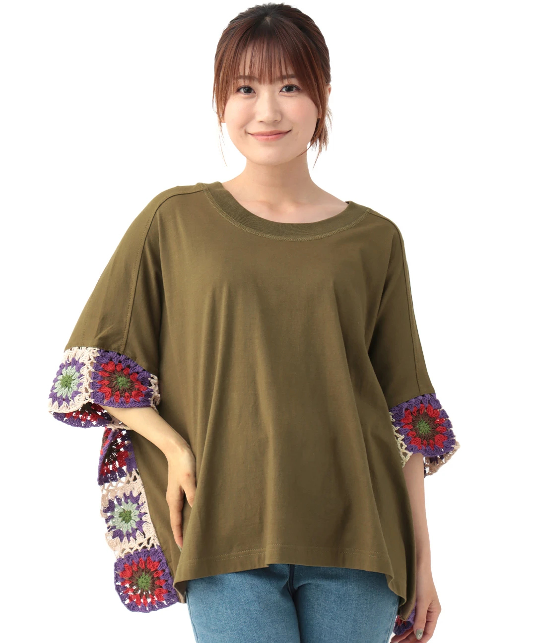 TICCA　ハンドケーブルポンチョ　モカ ハンドクロシェサイドポンチョ / Tシャツ・カットソー