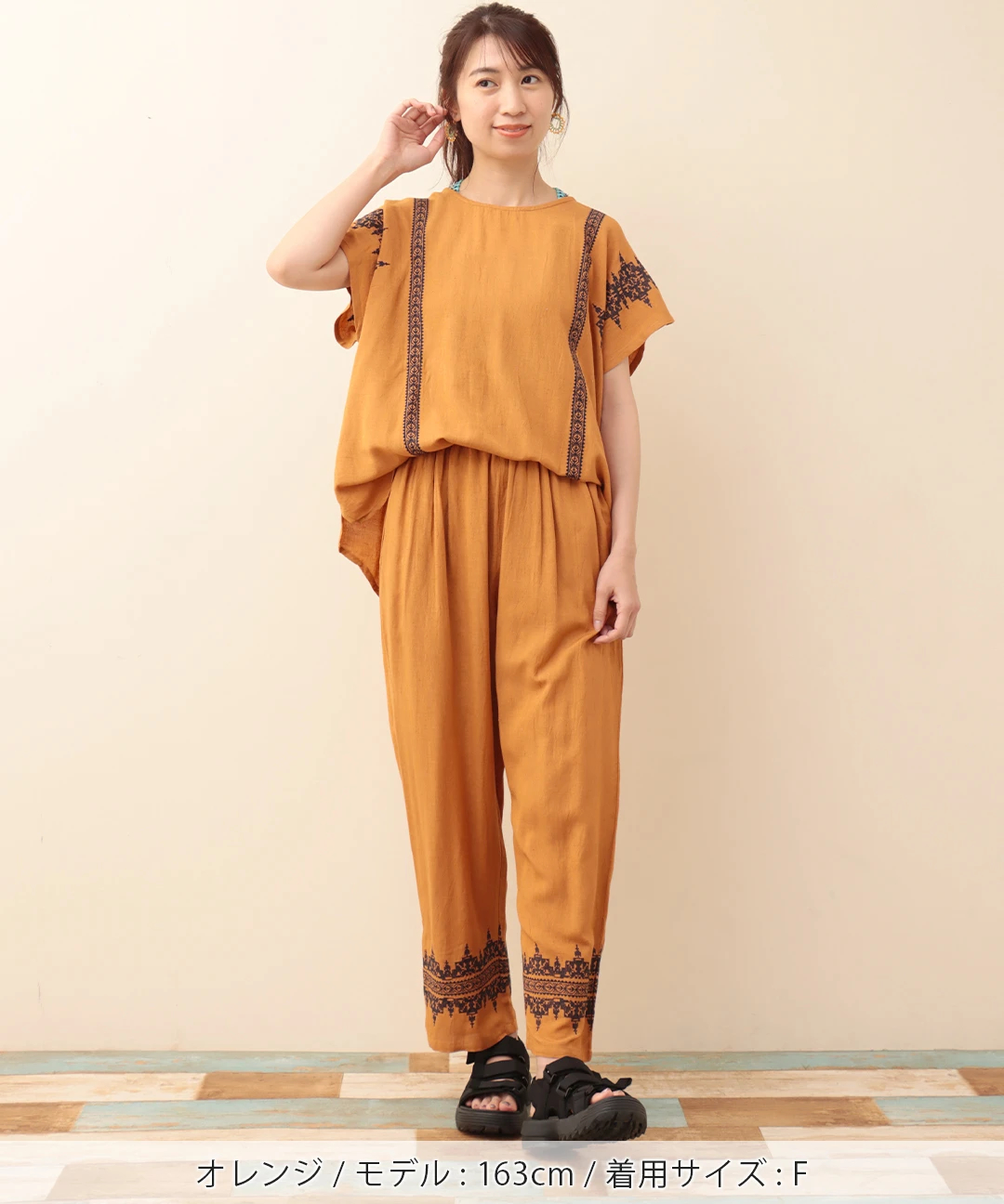 ク*ミ様 Sherbetプルオーバー クロ Jih Nunc(ジーヌンク)】バンドカラープルオーバートロピカルシャツ(JIH