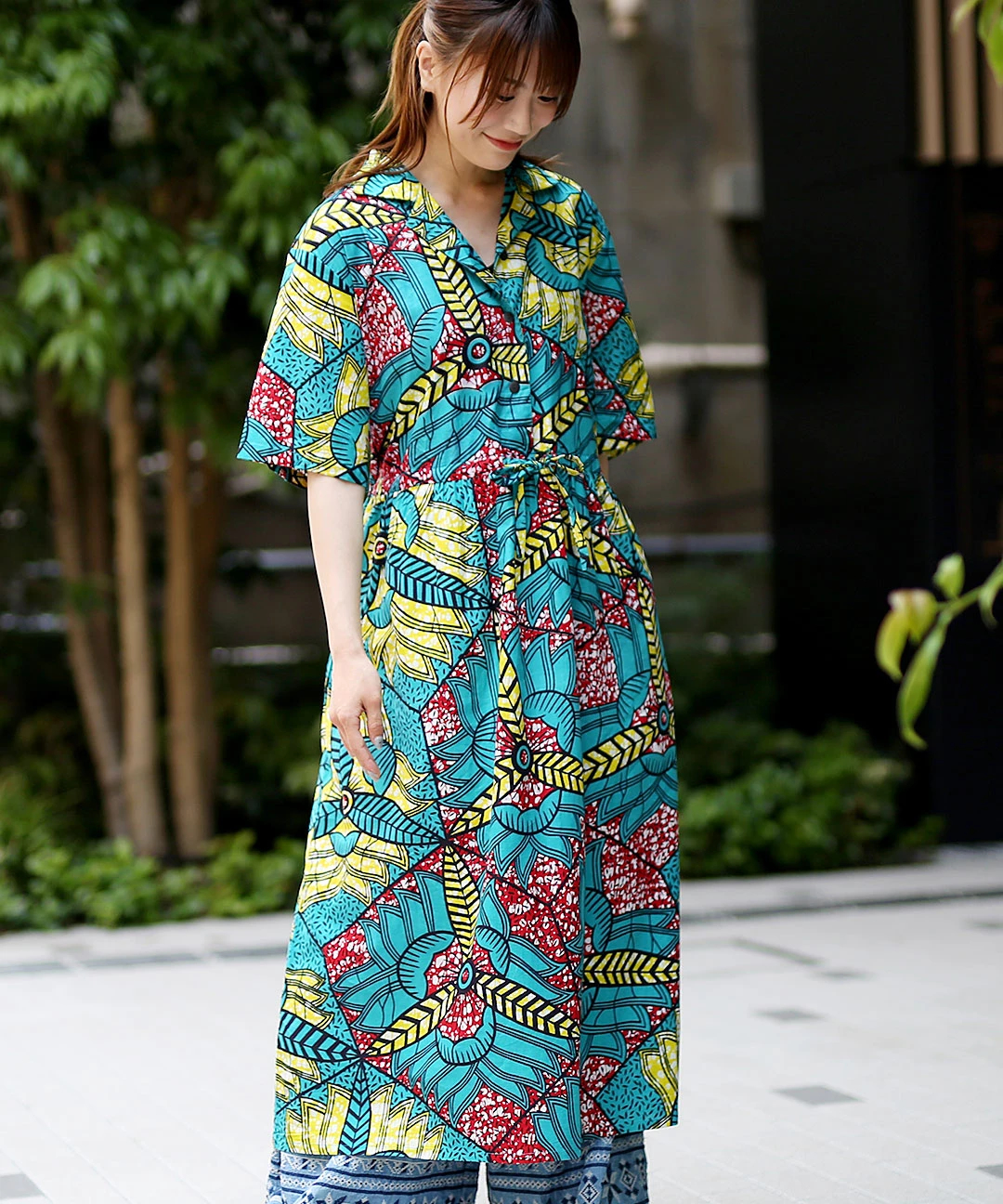 アフリカン柄ロングワンピ エスニック アジアン ワンピース