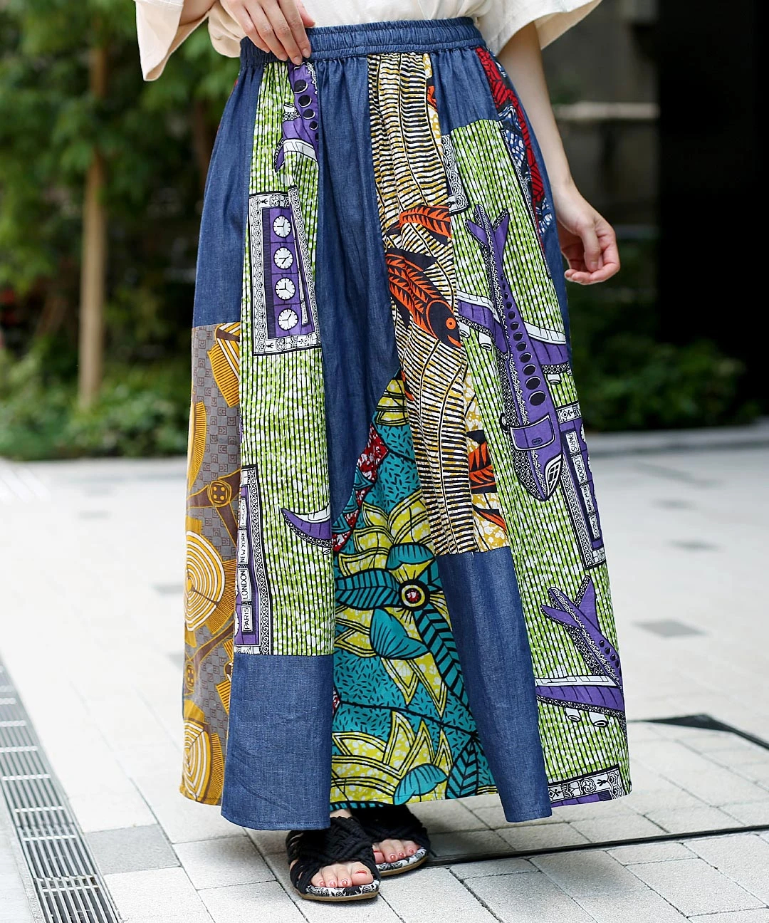 チチカカ（titicaca）/Shanti Shanti アフリカンデニムスカート【WEB限定】 Shanti Shanti アフリカンデニムスカート【WEB限定】 / スカート