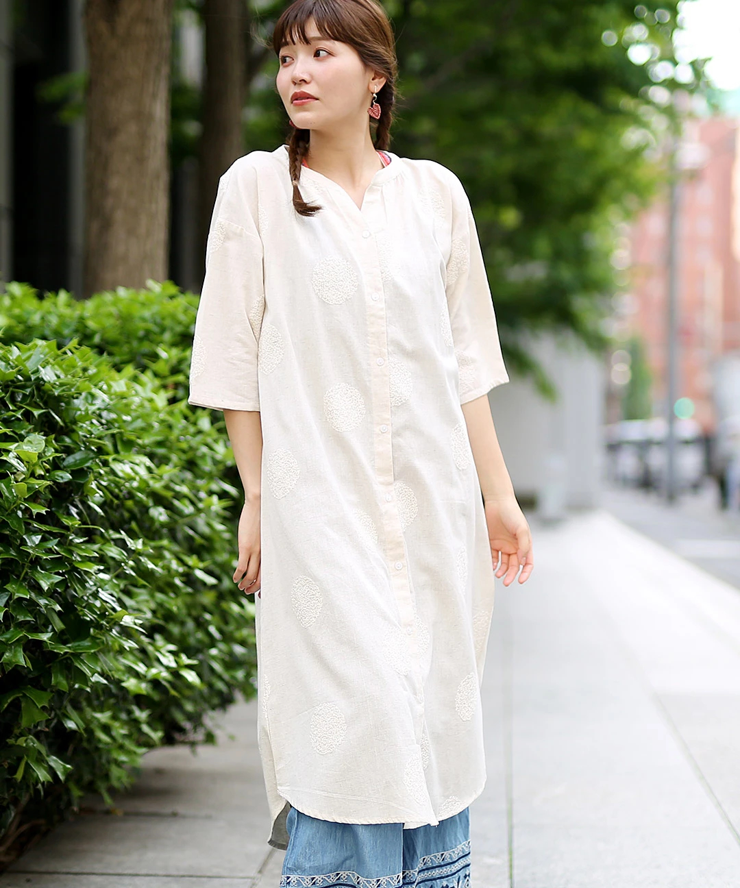 TMC 【PORINA】ワンピース プラム PORINA ドット刺繍プラムワンピース【WEB限定】（シャツ
