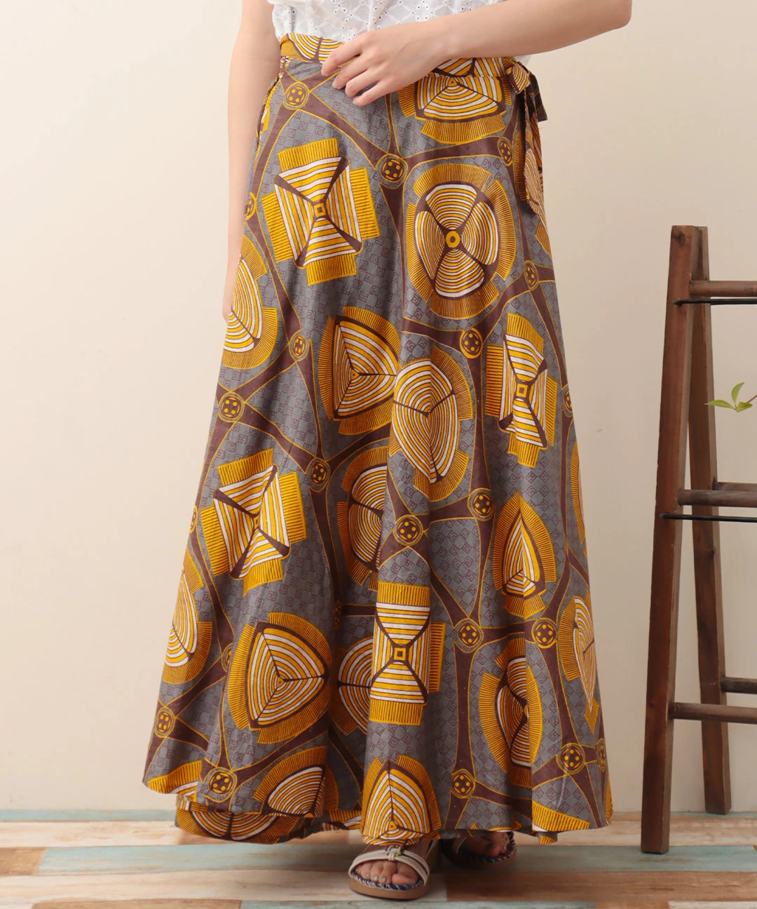 Shanti Shanti アフリカンプレーンラップスカート【WEB限定】