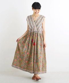 チチカカ |Shanti Shanti ブロックプリントディンティ ノースリーブワンピース【WEB限定】