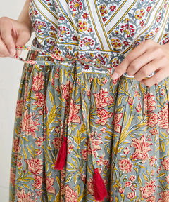 チチカカ |Shanti Shanti ブロックプリントディンティ ノースリーブワンピース【WEB限定】