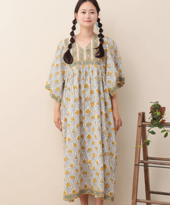 チチカカ |Shanti Shanti ブロックプリントディンティワンピース【WEB限定】