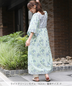 チチカカ |Shanti Shanti ブロックプリントディンティワンピース【WEB限定】