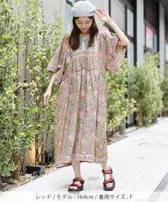 チチカカ |Shanti Shanti ブロックプリントディンティワンピース【WEB限定】