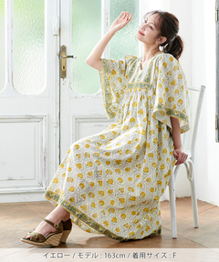 チチカカ |Shanti Shanti ブロックプリントディンティワンピース【WEB限定】