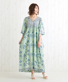チチカカ |Shanti Shanti ブロックプリントディンティワンピース【WEB限定】