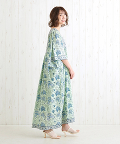 チチカカ |Shanti Shanti ブロックプリントディンティワンピース【WEB限定】