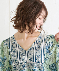 チチカカ |Shanti Shanti ブロックプリントディンティワンピース【WEB限定】