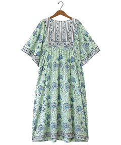 チチカカ |Shanti Shanti ブロックプリントディンティワンピース【WEB限定】