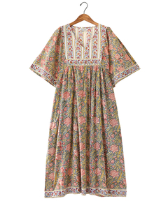 チチカカ |Shanti Shanti ブロックプリントディンティワンピース【WEB限定】
