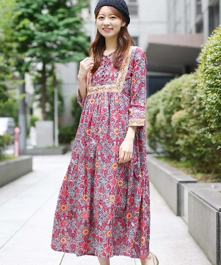 チチカカ |Shanti Shanti ブロックプリントディンティ ワンピース【WEB限定】