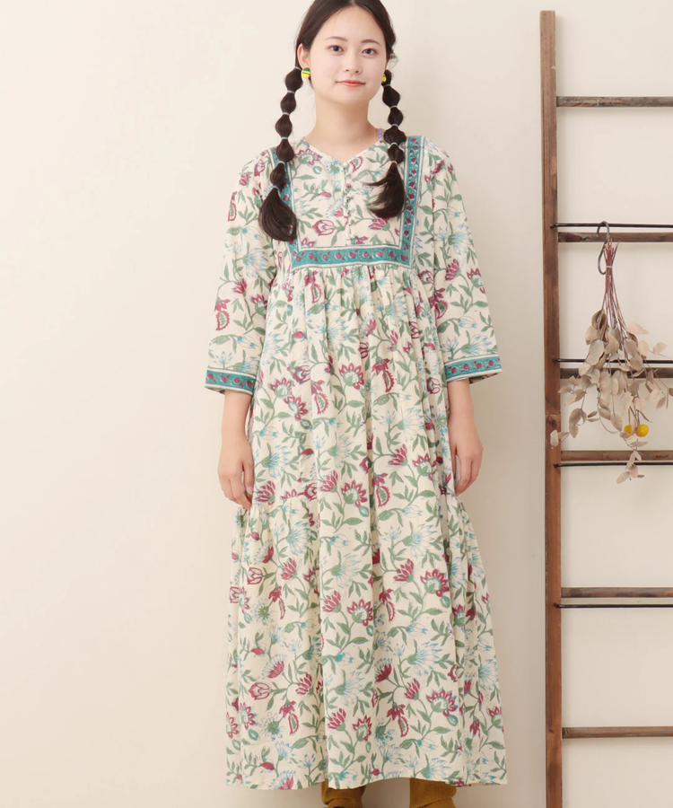 チチカカ |Shanti Shanti ブロックプリントディンティ ワンピース【WEB限定】