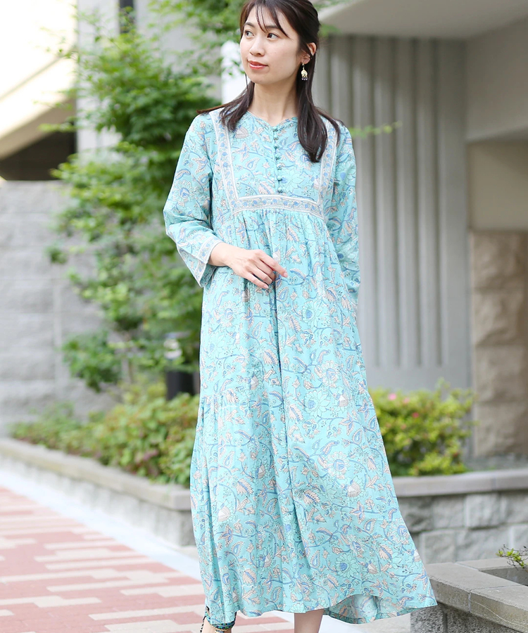 チチカカ |Shanti Shanti ブロックプリントディンティ ワンピース【WEB限定】