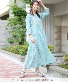 チチカカ |Shanti Shanti ブロックプリントディンティ ワンピース【WEB限定】