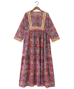 チチカカ |Shanti Shanti ブロックプリントディンティ ワンピース【WEB限定】