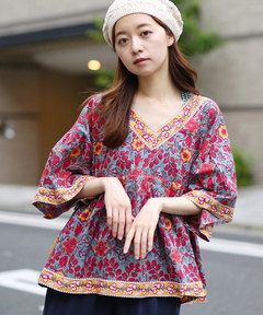 チチカカ |Shanti Shanti ブロックプリントディンティプルオーバー【WEB限定】