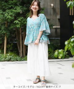 チチカカ |Shanti Shanti ブロックプリントディンティプルオーバー【WEB限定】