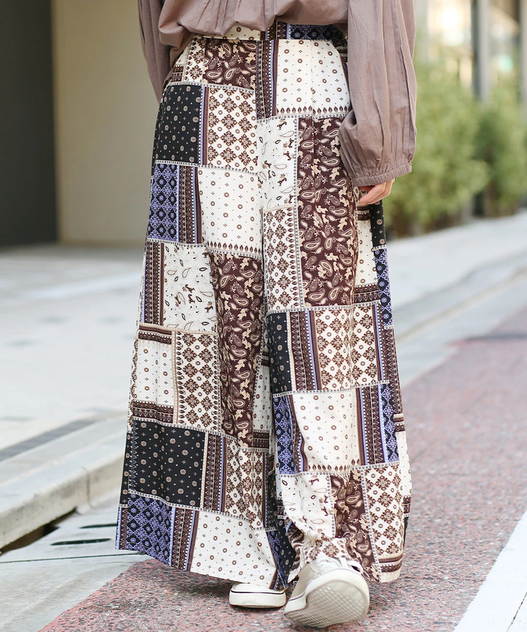 チチカカ |パッチワークプリントワイドパンツ