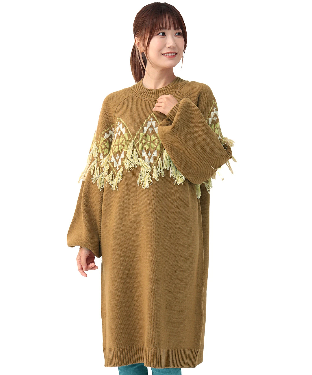 nanushka ボーダー フリンジ ニット ワンピース ドレス ロング｜ロング  