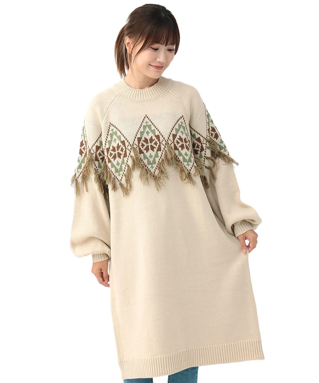 ナバホフリンジニットワンピース / ワンピース | エスニック