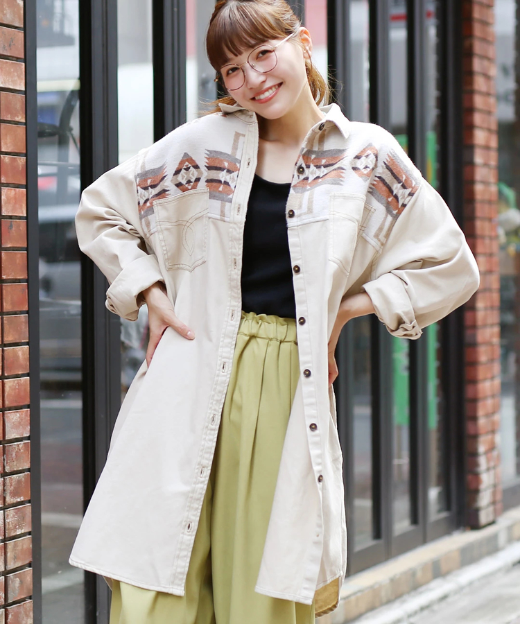 チチカカ |デニム＆ツイルパッチシャツワンピース