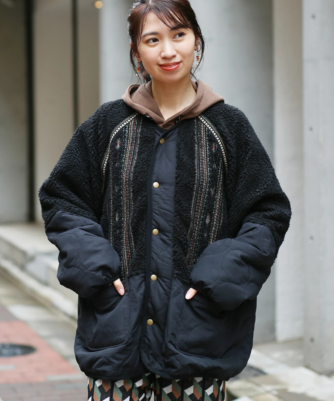 ボアキルトコンビチマヨ刺繍コート / コート | エスニックファッション 
