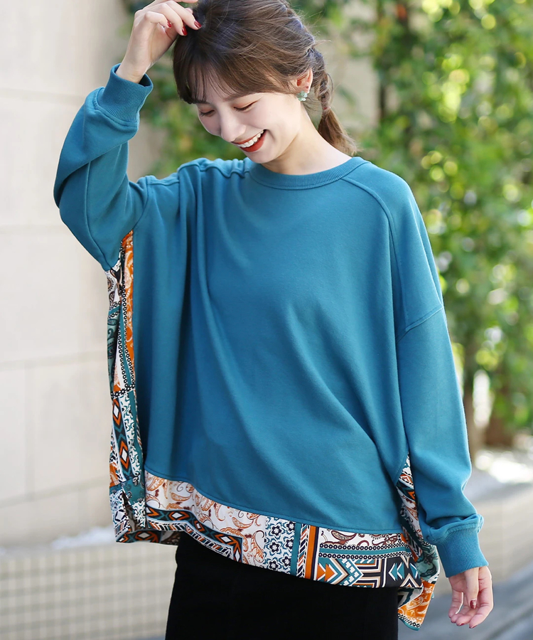 チチカカ |柄切替ポンチョ スウェットプルオーバー