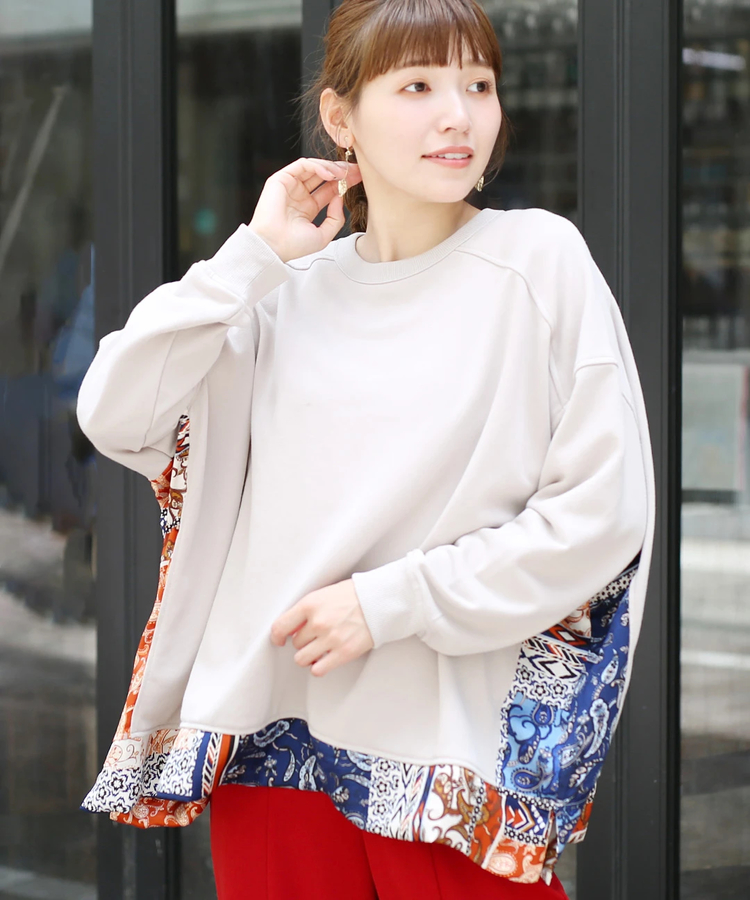 チチカカ |柄切替ポンチョ スウェットプルオーバー