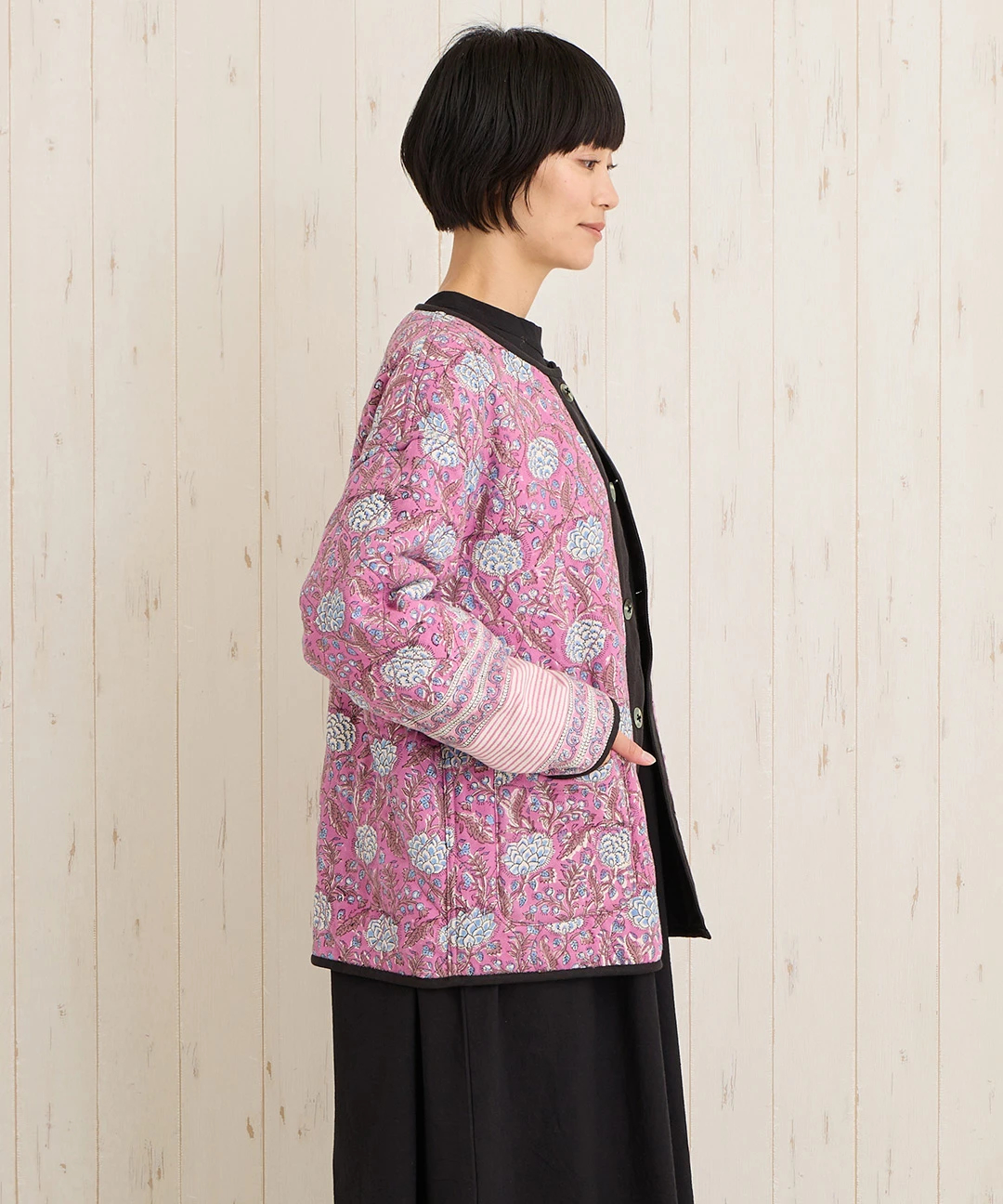 Shanti Shanti ブロックプリント×ボアジャケット【WEB限定