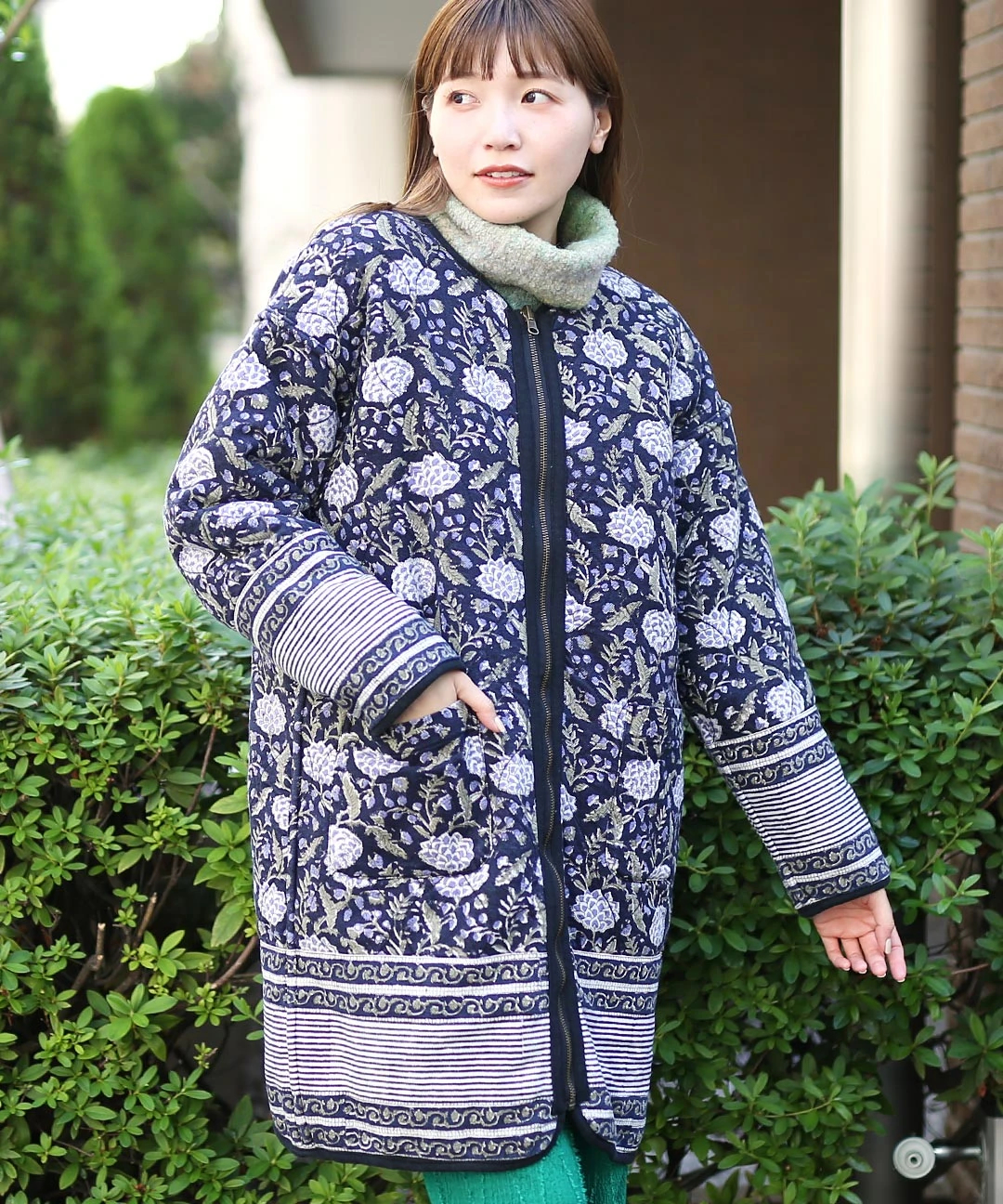 Shanti Shanti ブロックプリント×ボアコート【WEB限定】 / コート