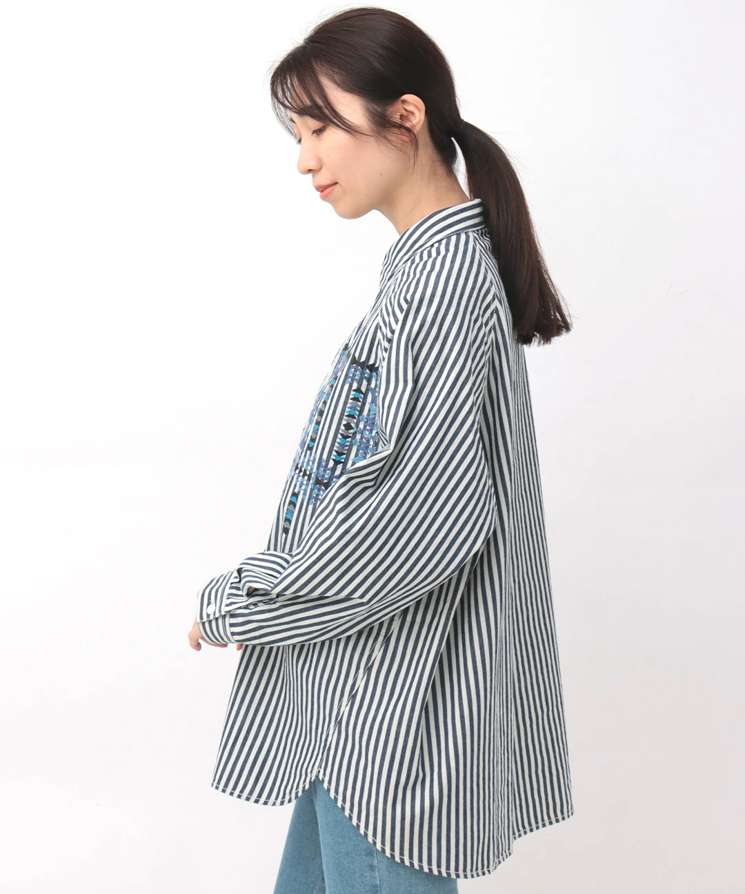 インディゴストライプ刺繍シャツ / シャツ・ブラウス | エスニック