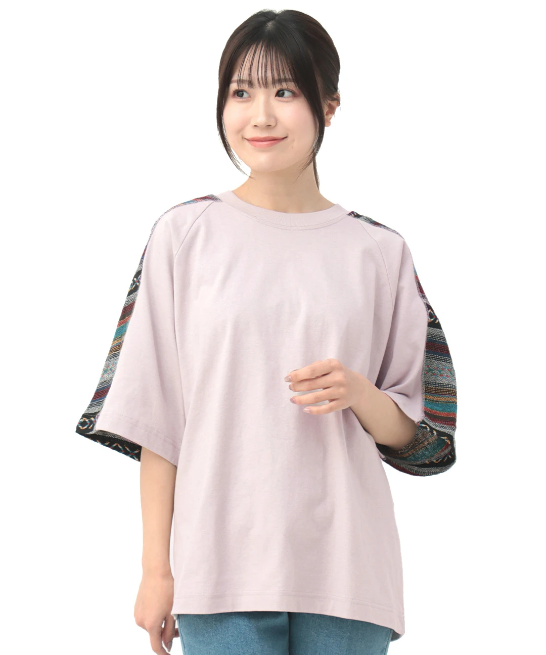 チチカカ　ジャガードヨークTシャツ　ブラック ジャカードヨークTシャツ / Tシャツ・カットソー | エスニック