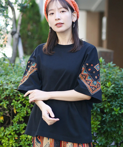 チチカカ |バンダナスリーブ刺繍Tシャツ