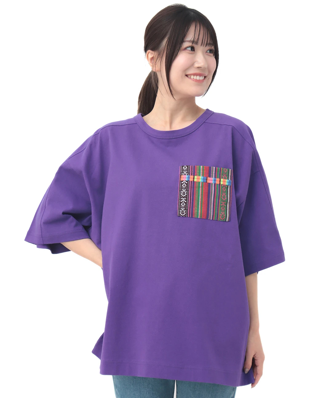 ジャカードポケットコルテ刺繍Tシャツ / Tシャツ・カットソー