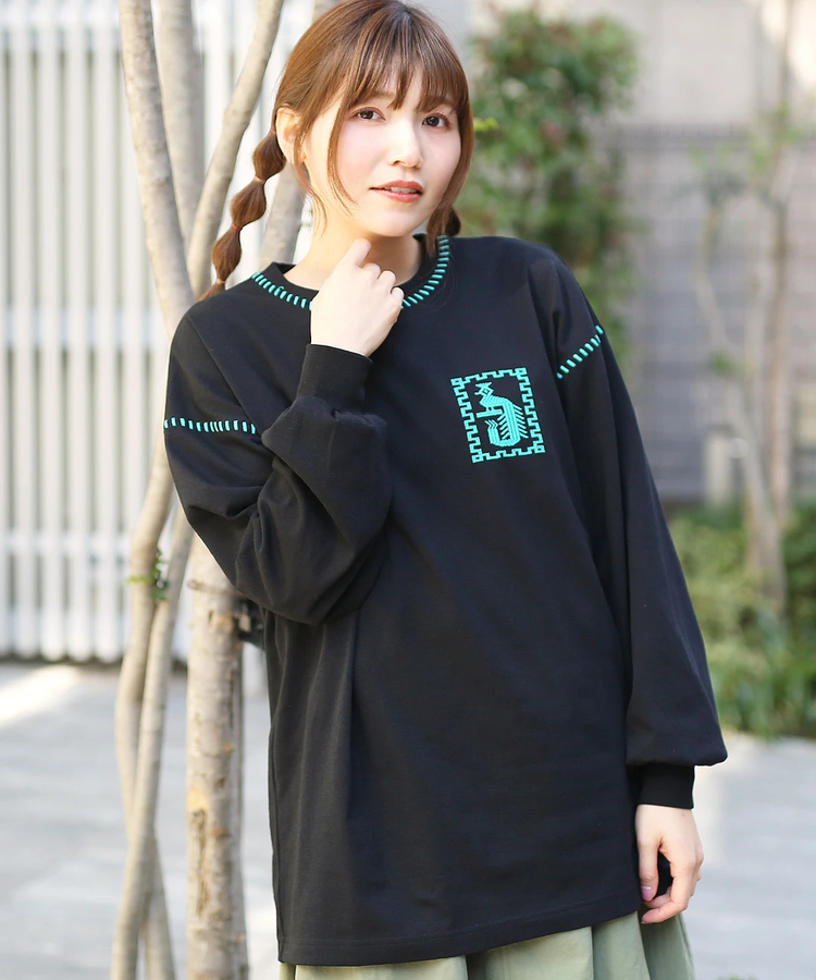 チチカカ |カラーステッチ刺繍ロングTシャツ