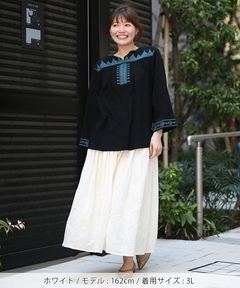チチカカ |フラワー刺繍スカート(大きいサイズ)