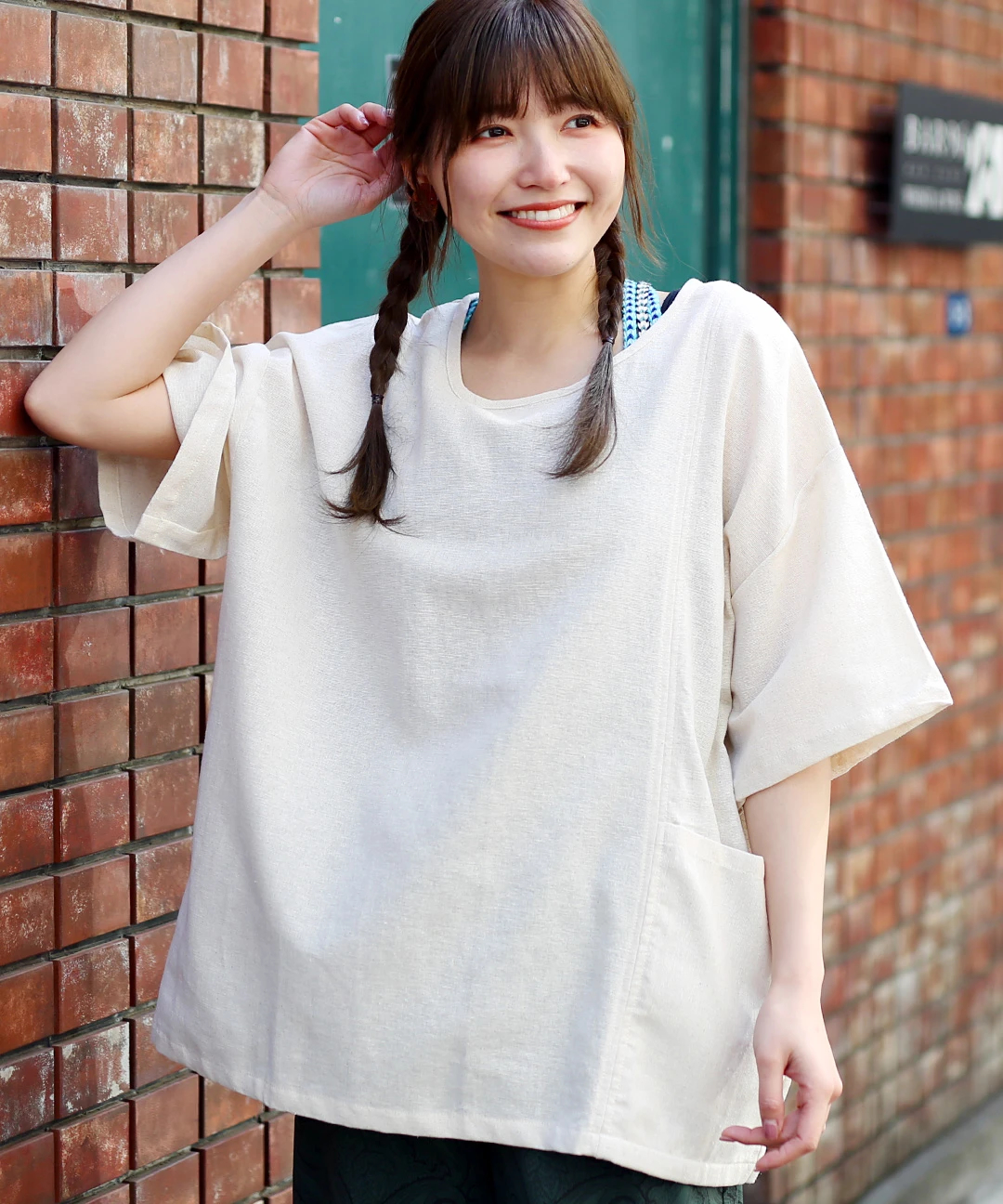 美品shantii シャンティリネンプルオーバー日本製