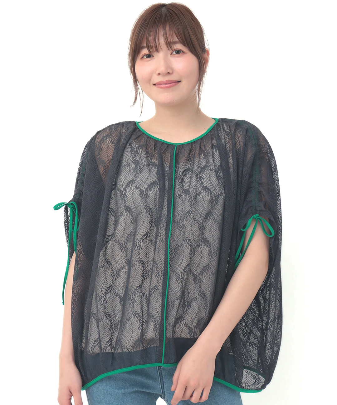 tシャツ リーフメッシュレースポンチョプルオーバー レディース リーフメッシュレースポンチョプルオーバー / Tシャツ