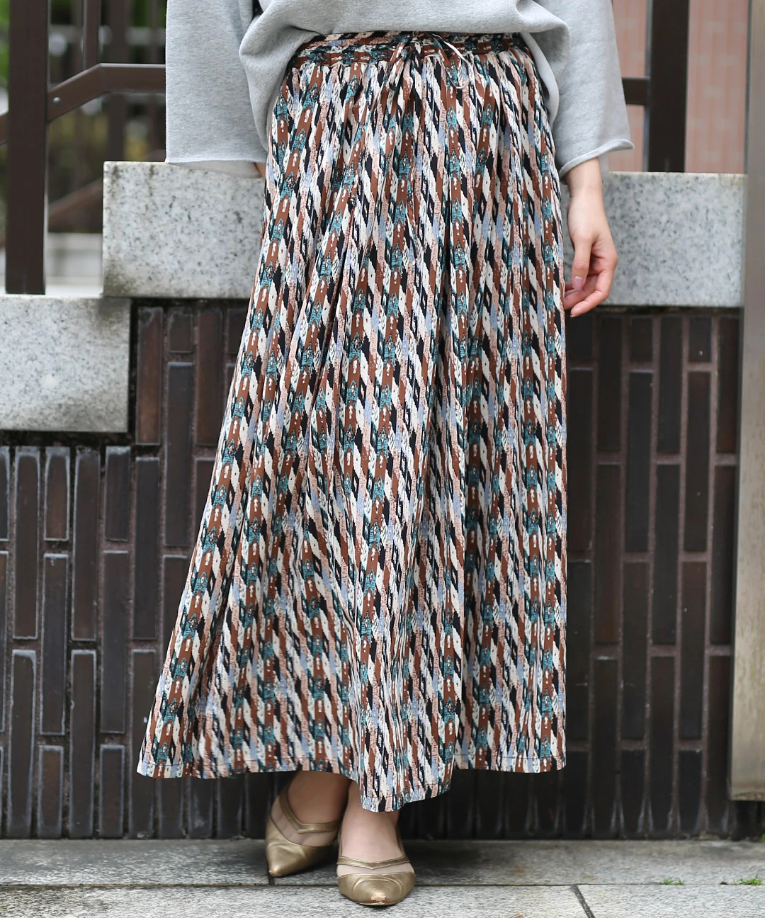 イカットレオパードプリントロングスカート / スカート | エスニック