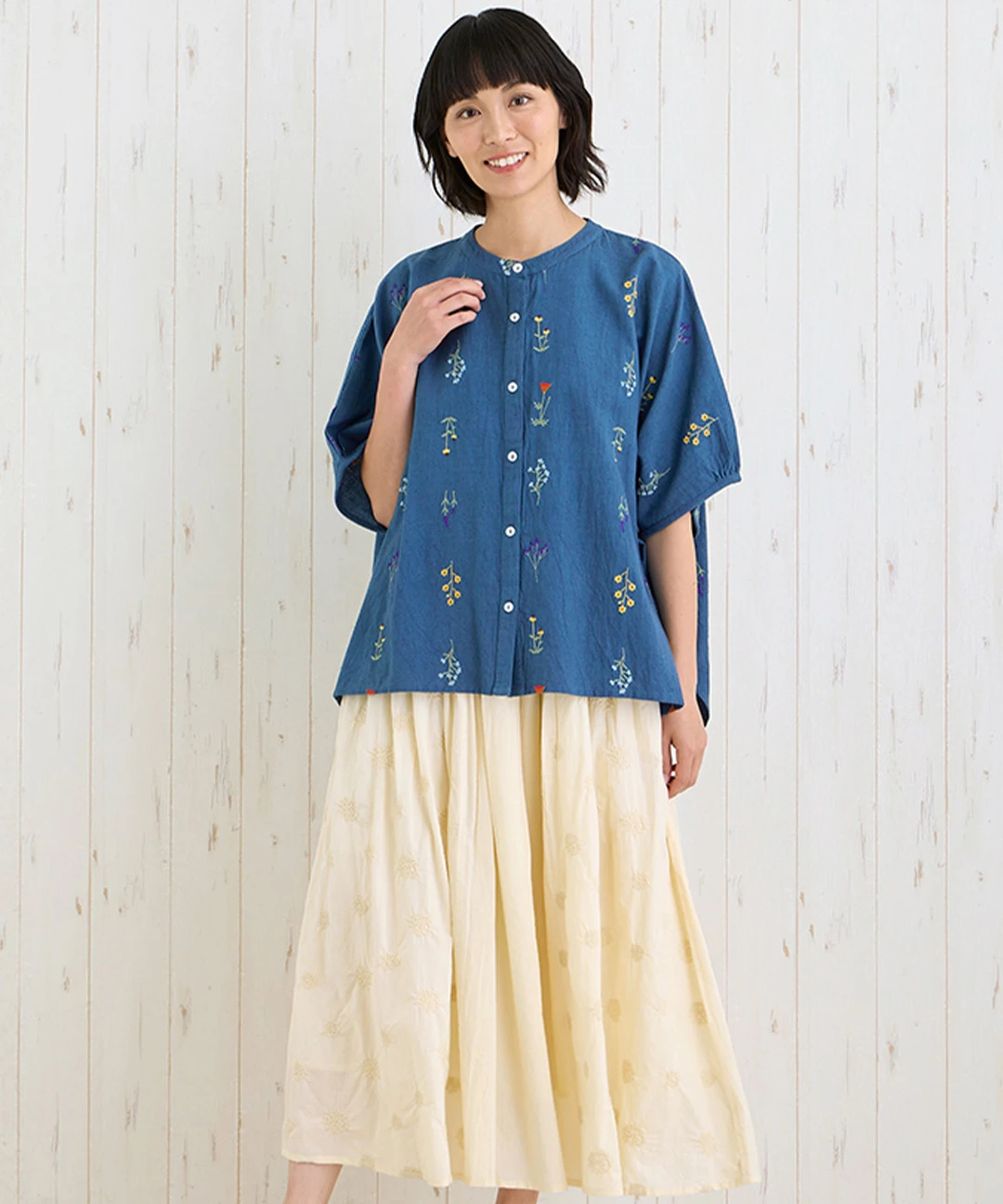 PORINA ポリーナ ブラウス フルール シャツ トップス チュニック レディース 刺繍  インド 綿 ハンドメイド アジアン エスニック PORINA ポリーナ ブラウス フルール シャツ トップス チュニック