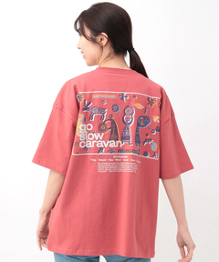 チチカカ |go slow caravan USAコットンスクエアバックプリントTシャツ【WEB限定】