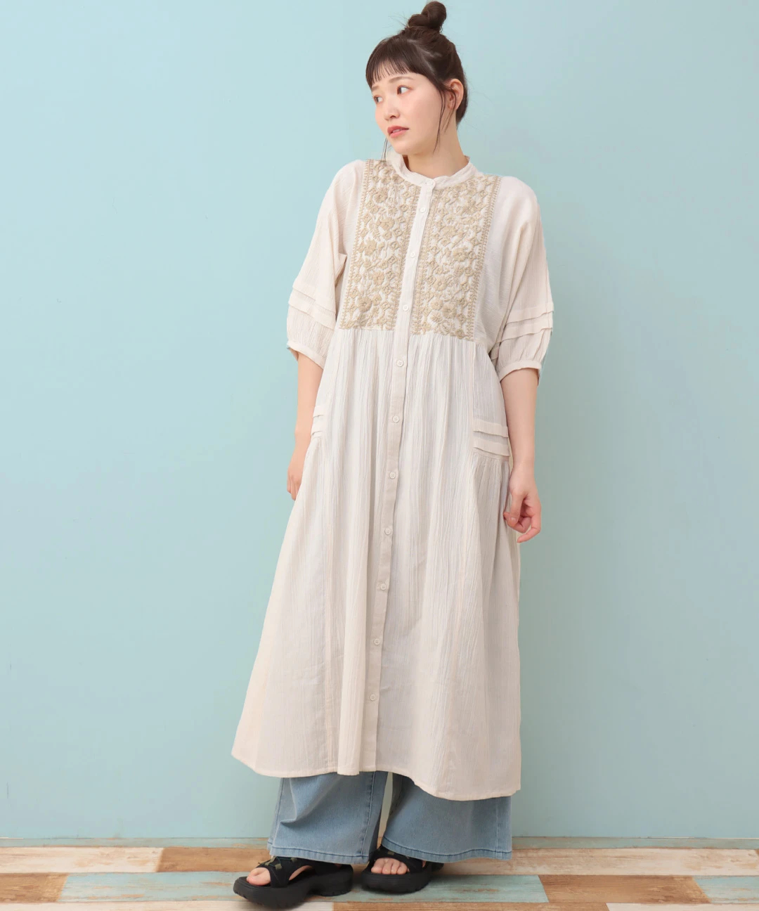 Rico フロールハンド刺繍楊柳ワンピース / ワンピース | エスニック