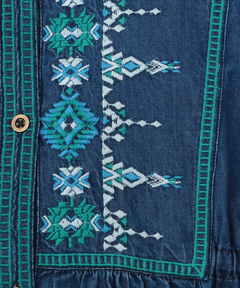チチカカ |Rico ライトデニムウィピール刺繍ワンピース